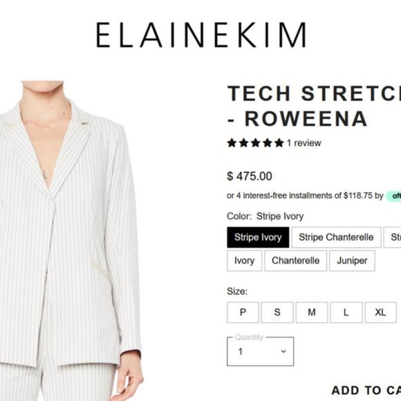 Tech Stretch Blazer - ROWEENA Large Stripe Ivory - Picture 6 of 6